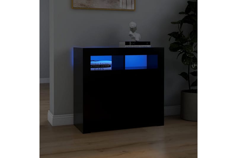Skjenk med LED-lys svart 80x35x75 cm - Svart - Sideboard & skjenker