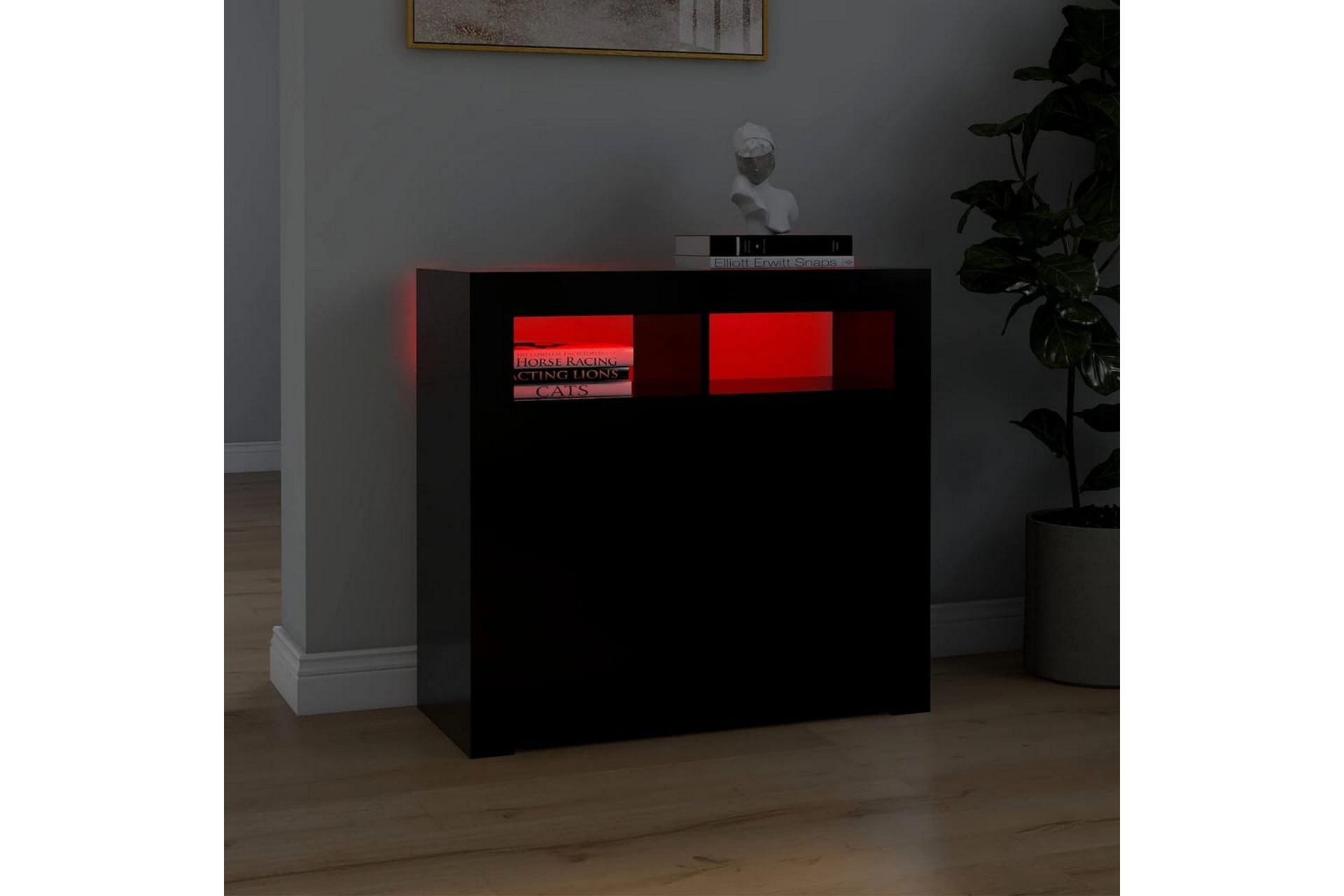 Skjenk med LED-lys svart 80x35x75 cm - Svart - Oppbevaring - Oppbevaringsmøbler - Sideboard & skjenker