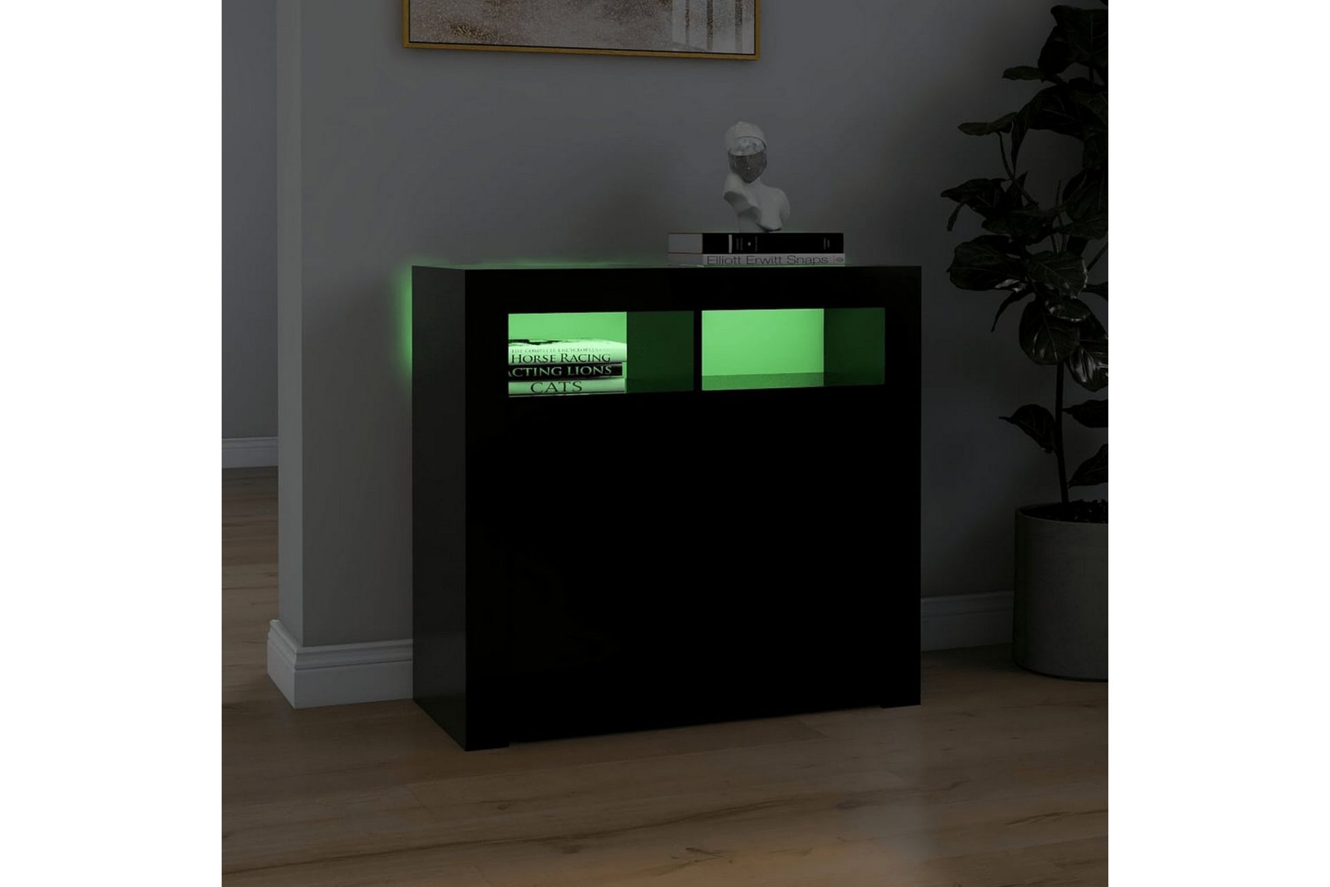 Skjenk med LED-lys svart 80x35x75 cm - Svart - Oppbevaring - Oppbevaringsmøbler - Sideboard & skjenker