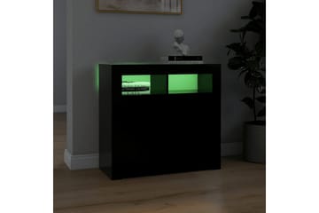 Skjenk med LED-lys svart 80x35x75 cm - Svart - Oppbevaring - Oppbevaringsmøbler - Sideboard & skjenker