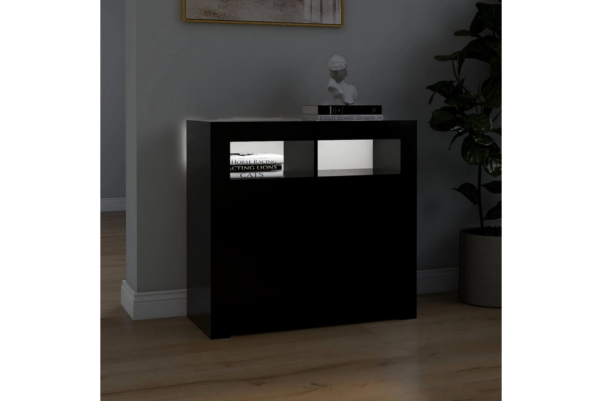 Skjenk med LED-lys svart 80x35x75 cm - Svart - Oppbevaring - Oppbevaringsmøbler - Sideboard & skjenker