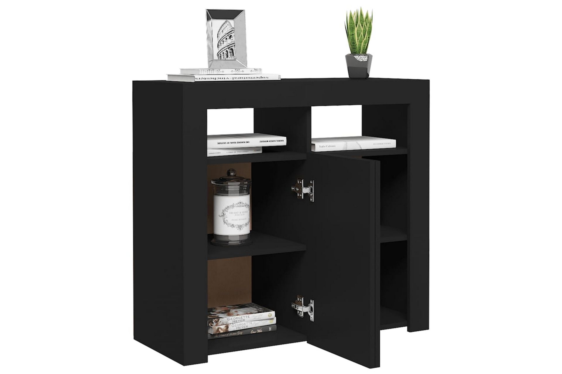 Skjenk med LED-lys svart 80x35x75 cm - Svart - Oppbevaring - Oppbevaringsmøbler - Sideboard & skjenker