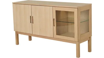 Skjenk Odlund med Glassdør & Belysning - Hvitpigmentert eikefinér - Oppbevaring - Oppbevaringsmøbler - Sideboard & skjenker