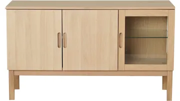 Skjenk Odlund med Glassdør & Belysning - Hvitpigmentert eikefinér - Oppbevaring - Oppbevaringsmøbler - Sideboard & skjenker