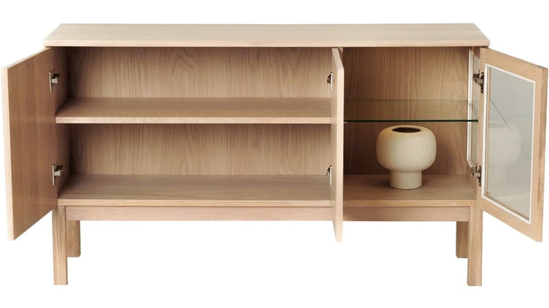Skjenk Odlund med Glassdør & Belysning - Hvitpigmentert eikefinér - Oppbevaring - Oppbevaringsmøbler - Sideboard & skjenker
