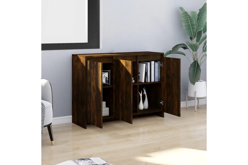 Skjenk røkt eik 102x33x75 cm sponplate - Brun - Oppbevaring - Oppbevaringsmøbler - Sideboard & skjenker