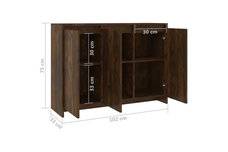 Skjenk røkt eik 102x33x75 cm sponplate - Brun - Sideboard & skjenker