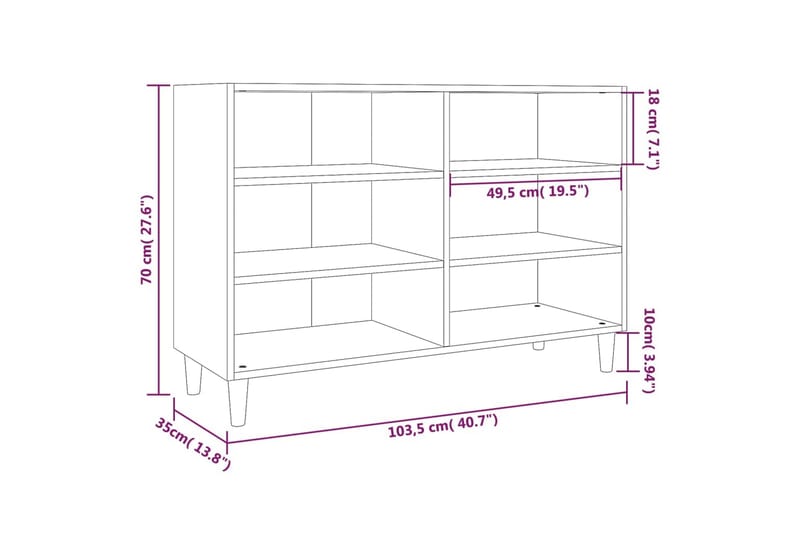 Skjenk røkt eik 103,5x35x70 cm sponplate - Brun - Oppbevaring - Oppbevaringsmøbler - Sideboard & skjenker