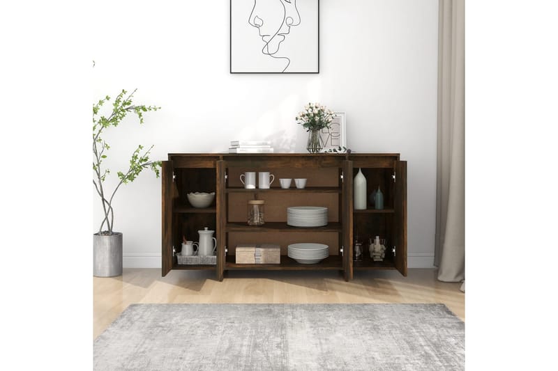 Skjenk røkt eik 135x41x75 cm sponplate - Brun - Sideboard & skjenker