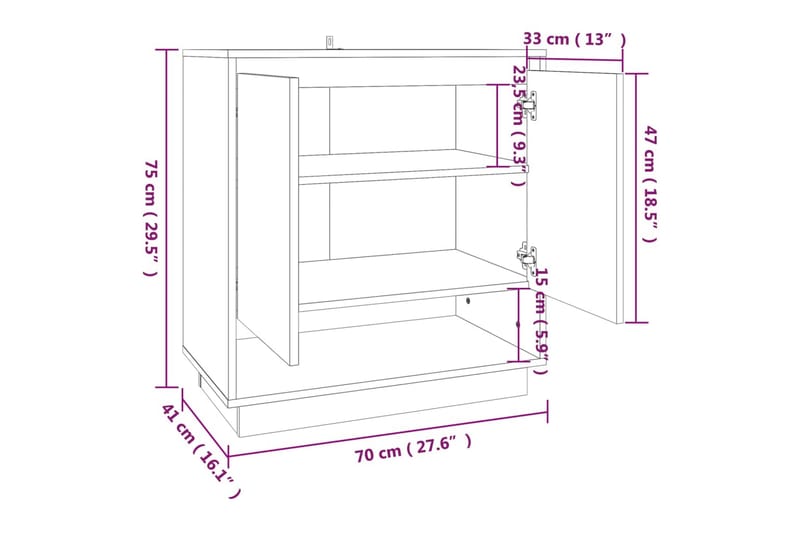 Skjenk røkt eik 70x41x75 cm sponplate - Brun - Sideboard & skjenker