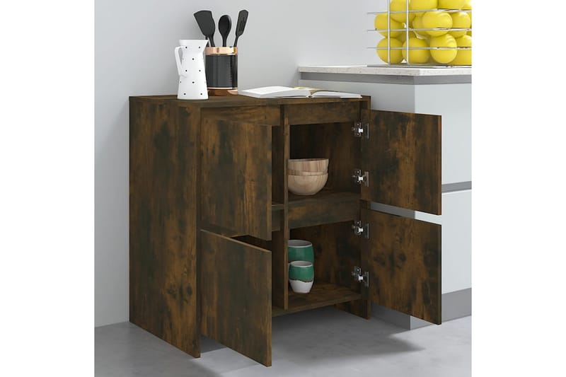 Skjenk røkt eik 70x41x75 cm sponplate - Brun - Sideboard & skjenker