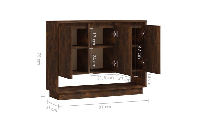 Skjenk røkt eik 97x31x75 cm sponplate - Brun - Oppbevaring - Oppbevaringsmøbler - Sideboard & skjenker