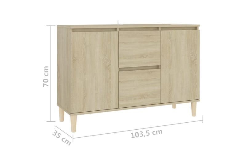 Skjenk sonoma eik 103,5x35x70 cm sponplate - Brun - Sideboard & skjenker