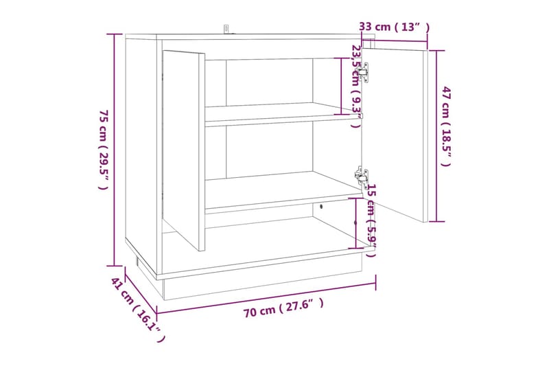 Skjenk sonoma eik 70x41x75 cm sponplate - Brun - Sideboard & skjenker