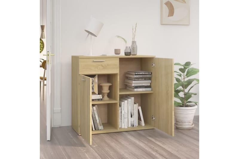 Skjenk sonoma eik 80x36x75 cm sponplate - Brun - Oppbevaring - Oppbevaringsmøbler - Sideboard & skjenker