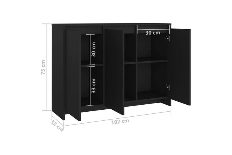 Skjenk svart 102x33x75 cm sponplate - Svart - Oppbevaring - Oppbevaringsmøbler - Sideboard & skjenker