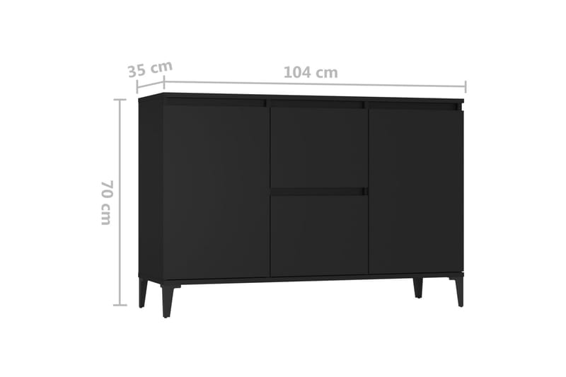 Skjenk svart 104x35x70 cm sponplate - Svart - Sideboard & skjenker