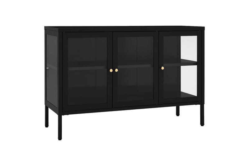 Skjenk svart 105x35x70 cm stål og glass - Svart - Oppbevaring - Oppbevaringsmøbler - Sideboard & skjenker