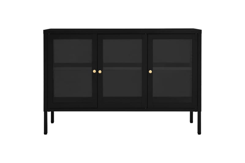 Skjenk svart 105x35x70 cm stål og glass - Svart - Oppbevaring - Oppbevaringsmøbler - Sideboard & skjenker