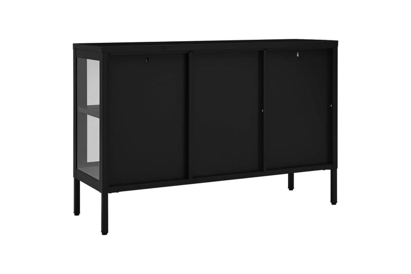 Skjenk svart 105x35x70 cm stål og glass - Svart - Oppbevaring - Oppbevaringsmøbler - Sideboard & skjenker