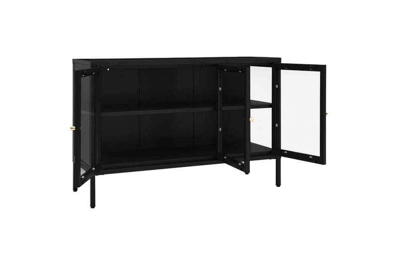 Skjenk svart 105x35x70 cm stål og glass - Svart - Oppbevaring - Oppbevaringsmøbler - Sideboard & skjenker