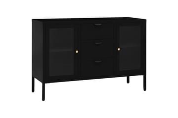 Skjenk svart 105x35x70 cm stål og herdet glass - Svart - Oppbevaring - Oppbevaringsmøbler - Sideboard & skjenker