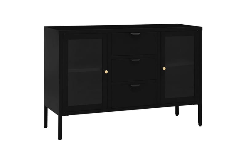 Skjenk svart 105x35x70 cm stål og herdet glass - Svart - Oppbevaring - Oppbevaringsmøbler - Sideboard & skjenker