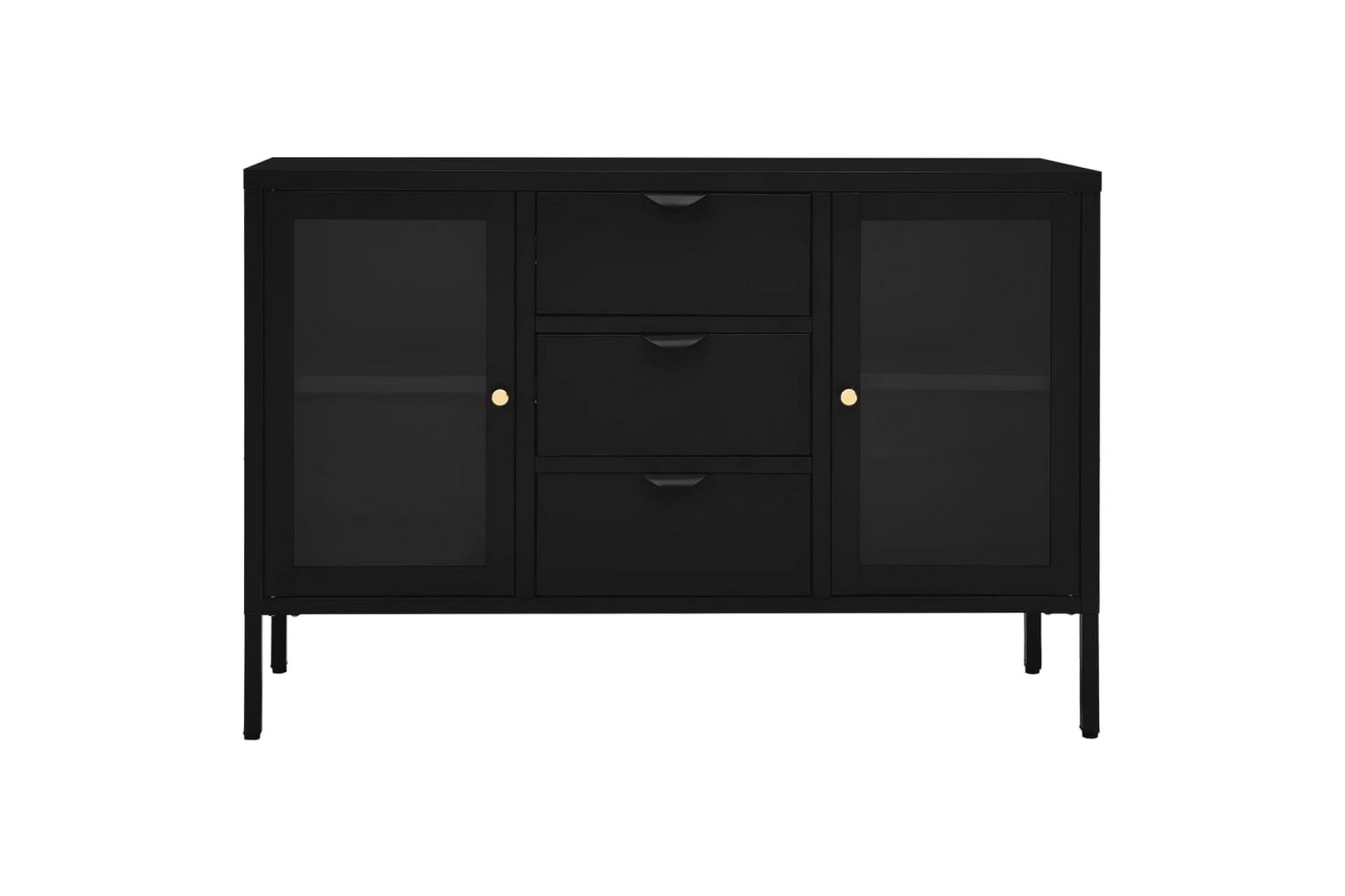Skjenk svart 105x35x70 cm stål og herdet glass - Svart - Oppbevaring - Oppbevaringsmøbler - Sideboard & skjenker