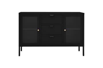 Skjenk svart 105x35x70 cm stål og herdet glass - Svart - Oppbevaring - Oppbevaringsmøbler - Sideboard & skjenker