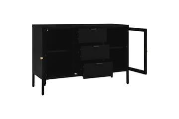 Skjenk svart 105x35x70 cm stål og herdet glass - Svart - Oppbevaring - Oppbevaringsmøbler - Sideboard & skjenker