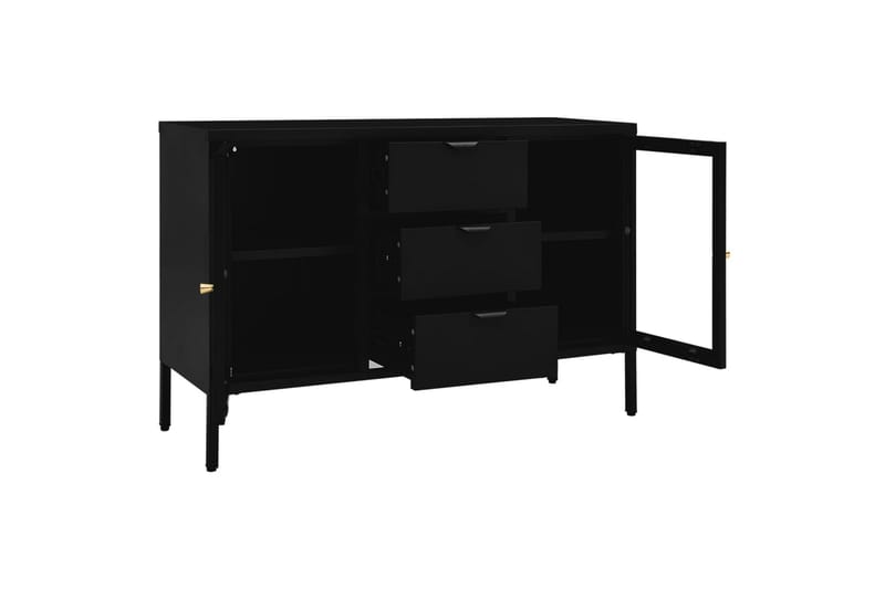 Skjenk svart 105x35x70 cm stål og herdet glass - Svart - Oppbevaring - Oppbevaringsmøbler - Sideboard & skjenker
