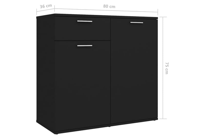 Skjenk svart 160x36x75 cm sponplate - Svart - Sideboard & skjenker