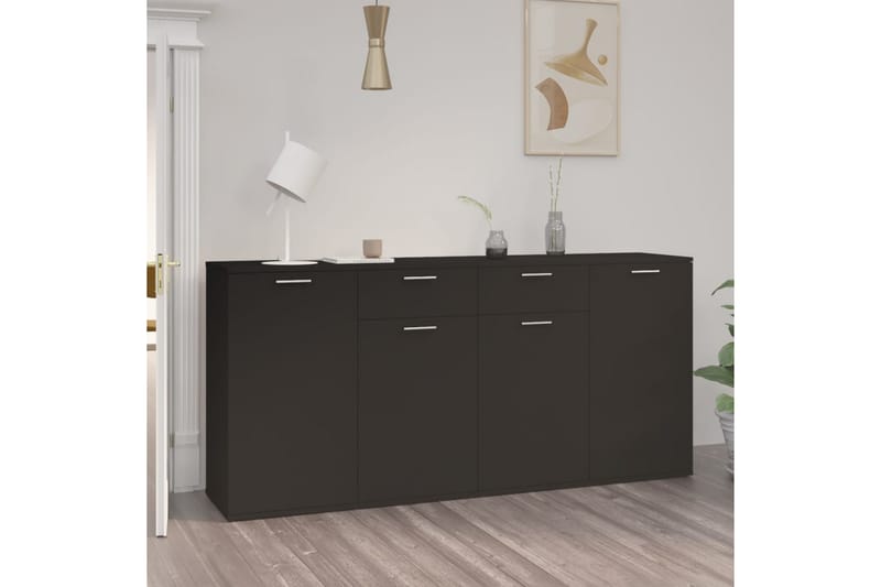 Skjenk svart 160x36x75 cm sponplate - Svart - Oppbevaring - Oppbevaringsmøbler - Sideboard & skjenker