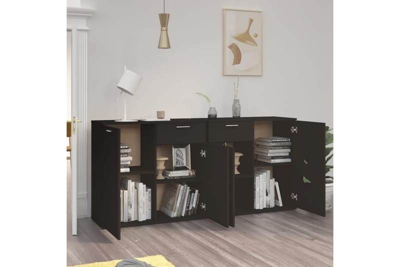 Skjenk svart 160x36x75 cm sponplate - Svart - Oppbevaring - Oppbevaringsmøbler - Sideboard & skjenker