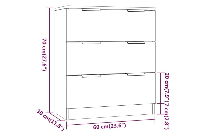 Skjenk svart 60x30x70 cm konstruert tre - Svart - Oppbevaring - Oppbevaringsmøbler - Sideboard & skjenker