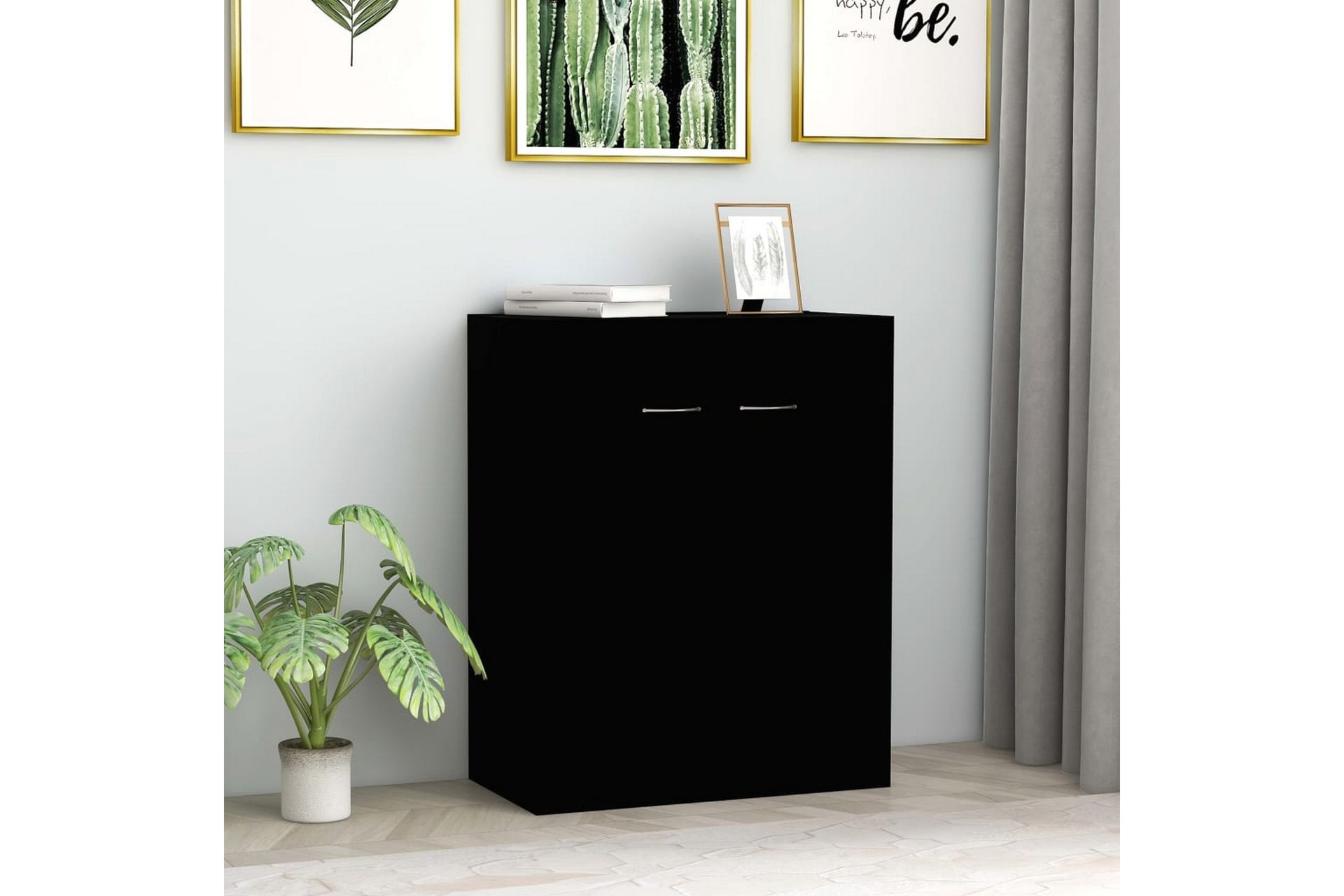 Skjenk svart 60x30x75 cm sponplate - Oppbevaring - Oppbevaringsmøbler - Sideboard & skjenker