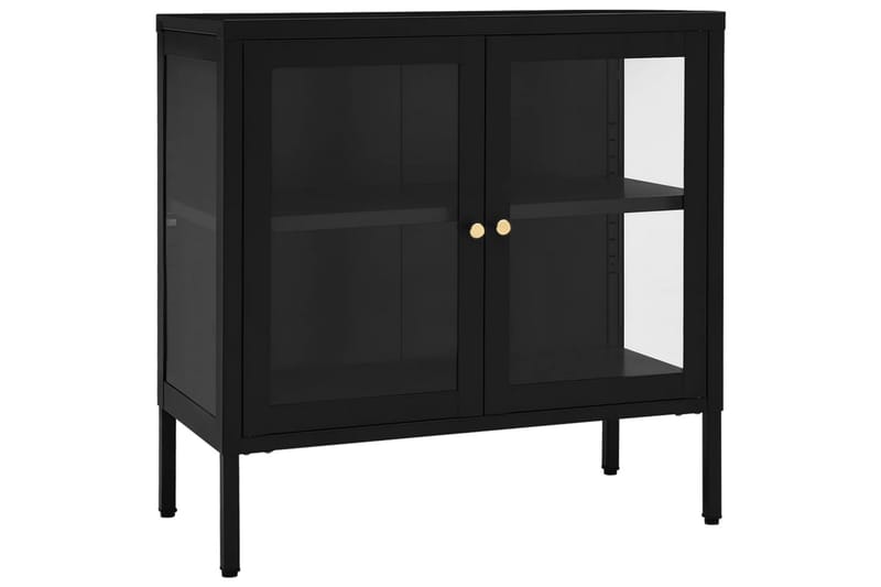Skjenk svart 70x35x70 cm stål og glass - Svart - Oppbevaring - Oppbevaringsmøbler - Sideboard & skjenker