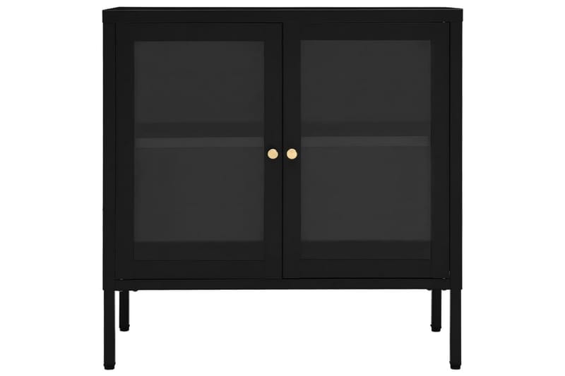 Skjenk svart 70x35x70 cm stål og glass - Svart - Oppbevaring - Oppbevaringsmøbler - Sideboard & skjenker
