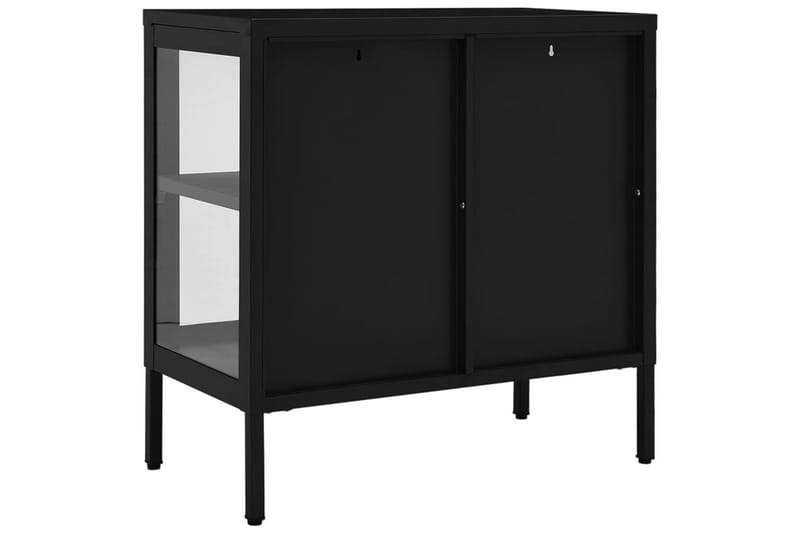 Skjenk svart 70x35x70 cm stål og glass - Svart - Oppbevaring - Oppbevaringsmøbler - Sideboard & skjenker