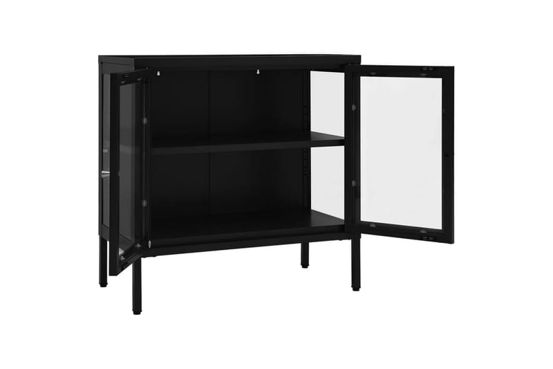 Skjenk svart 70x35x70 cm stål og glass - Svart - Oppbevaring - Oppbevaringsmøbler - Sideboard & skjenker
