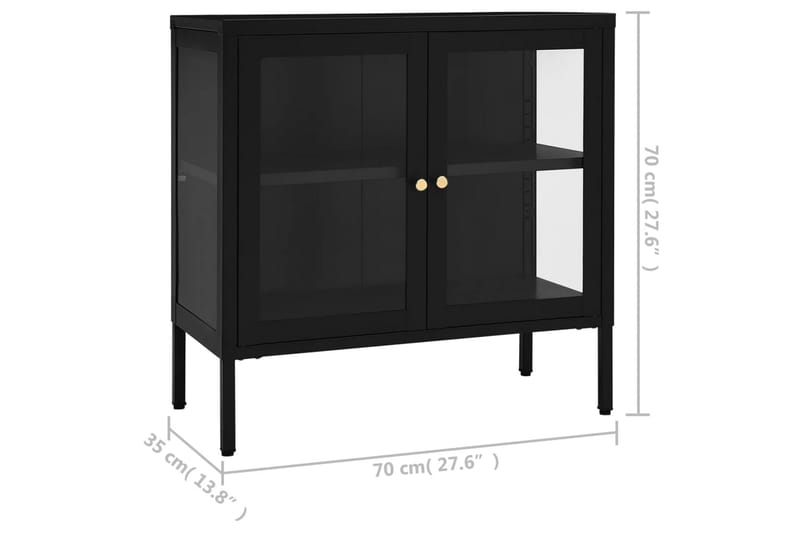 Skjenk svart 70x35x70 cm stål og glass - Svart - Oppbevaring - Oppbevaringsmøbler - Sideboard & skjenker