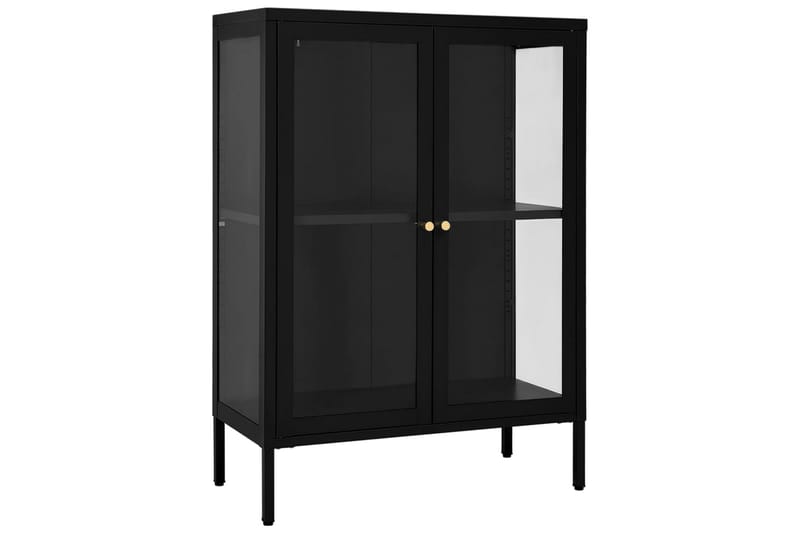 Skjenk svart 75x35x105 cm stål og glass - Svart - Oppbevaring - Oppbevaringsmøbler - Sideboard & skjenker