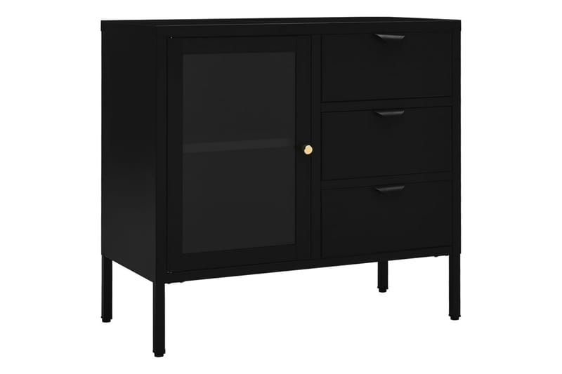 Skjenk svart 75x35x70 cm stål og herdet glass - Svart - Oppbevaring - Oppbevaringsmøbler - Sideboard & skjenker