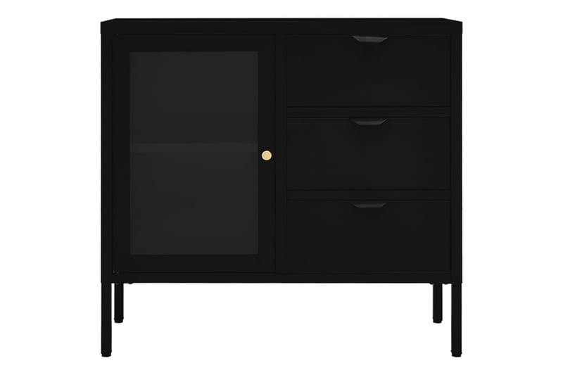 Skjenk svart 75x35x70 cm stål og herdet glass - Svart - Oppbevaring - Oppbevaringsmøbler - Sideboard & skjenker