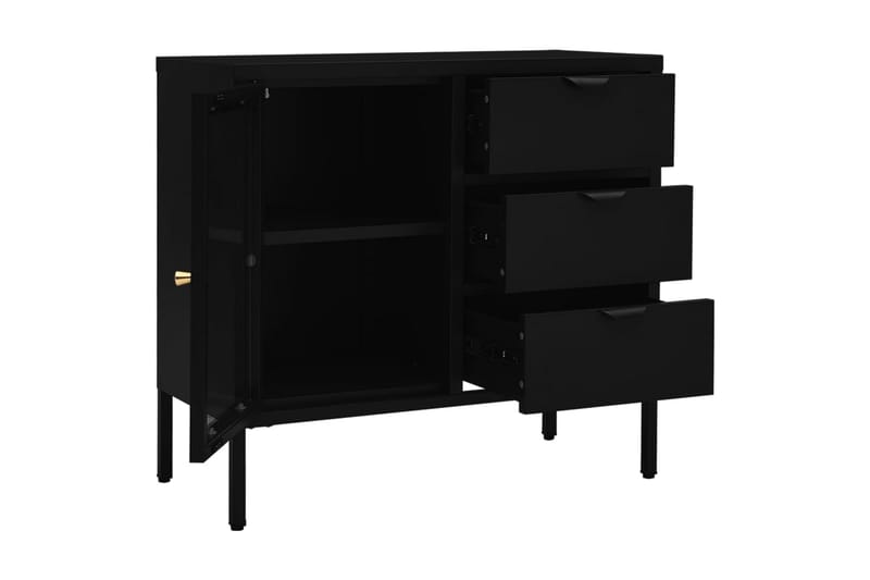 Skjenk svart 75x35x70 cm stål og herdet glass - Svart - Oppbevaring - Oppbevaringsmøbler - Sideboard & skjenker