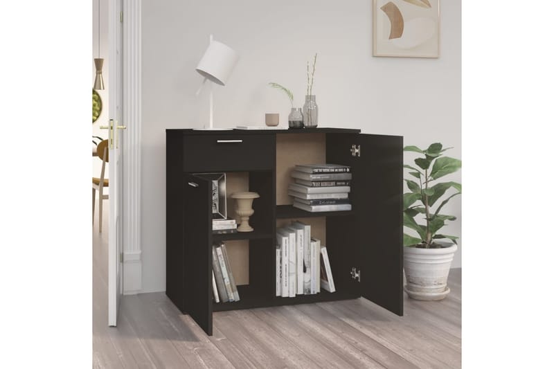 Skjenk svart 80x36x75 cm sponplate - Svart - Oppbevaring - Oppbevaringsmøbler - Sideboard & skjenker