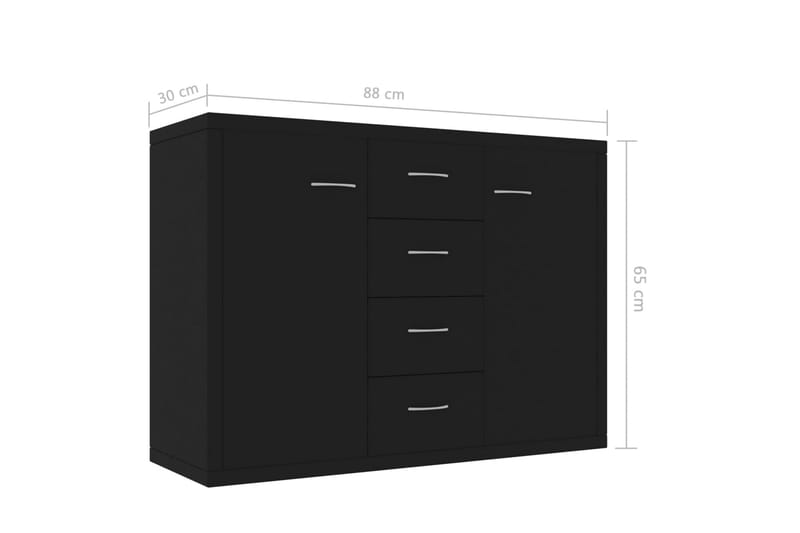 Skjenk svart 88x30x65 cm sponplate - Svart - Sideboard & skjenker