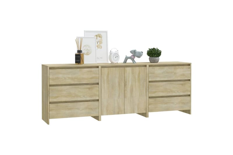 Skjenker 3 stk sonoma eik konstruert tre - Beige - Oppbevaring - Oppbevaringsmøbler - Sideboard & skjenker