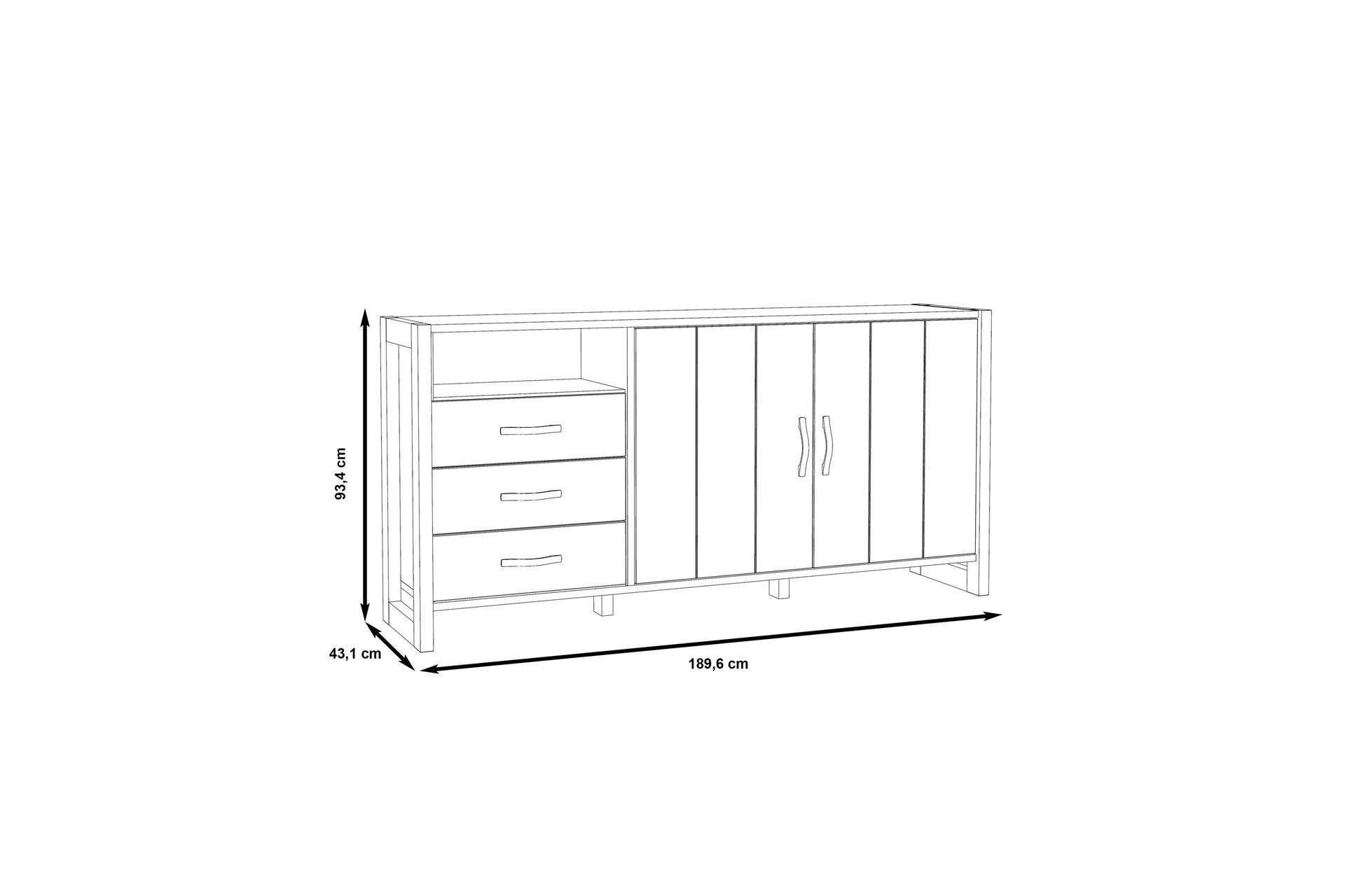 Strumica Sideboard 43x190 cm - Brun/Grå - Oppbevaring - Oppbevaringsmøbler - Sideboard & skjenker