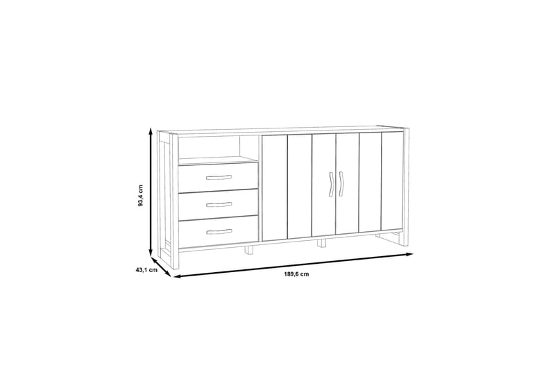 Strumica Sideboard 43x190 cm - Brun/Grå - Oppbevaring - Oppbevaringsmøbler - Sideboard & skjenker